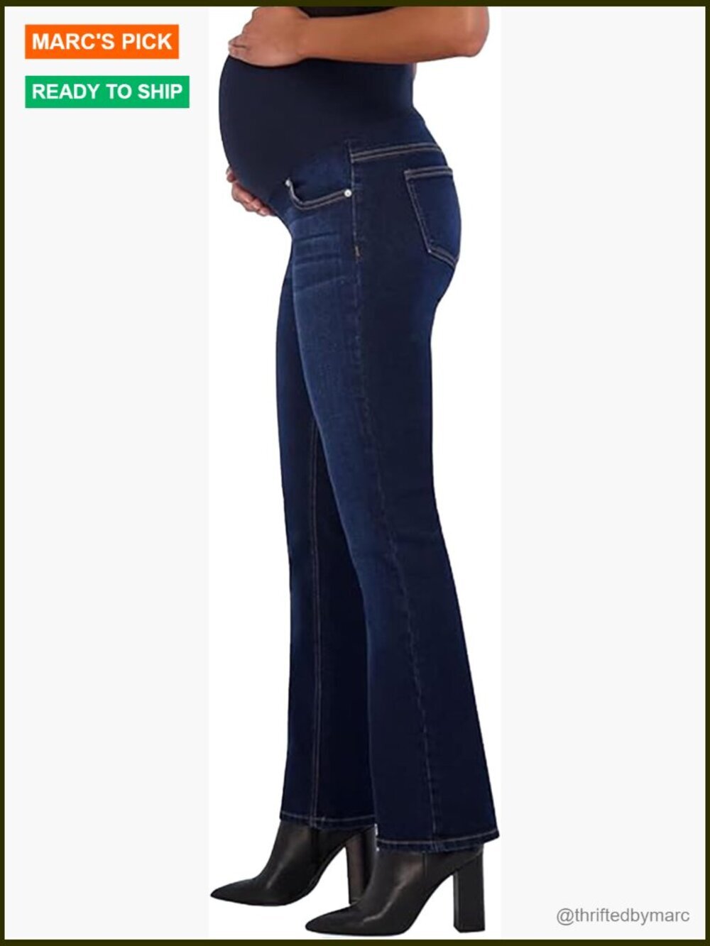 Maternity Bootcut Jeans Over Belly Support Band 32.5 Inseam